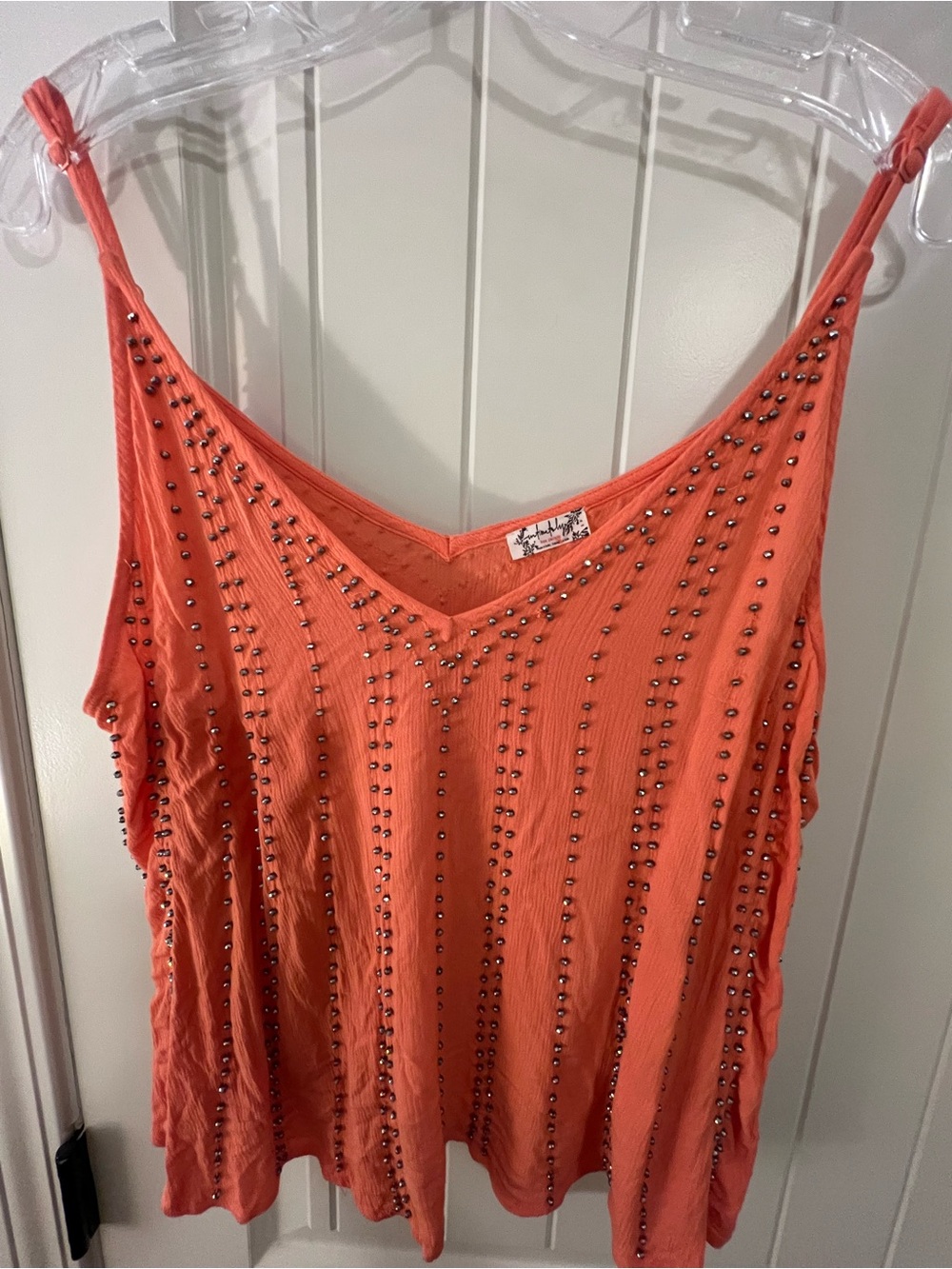 NWT Free People beaded orange/coral top size S